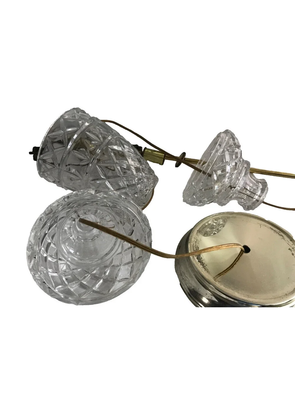 Vintage 3 piece Crystal Lamp Hand Cut Tiffany Style Create your own Base